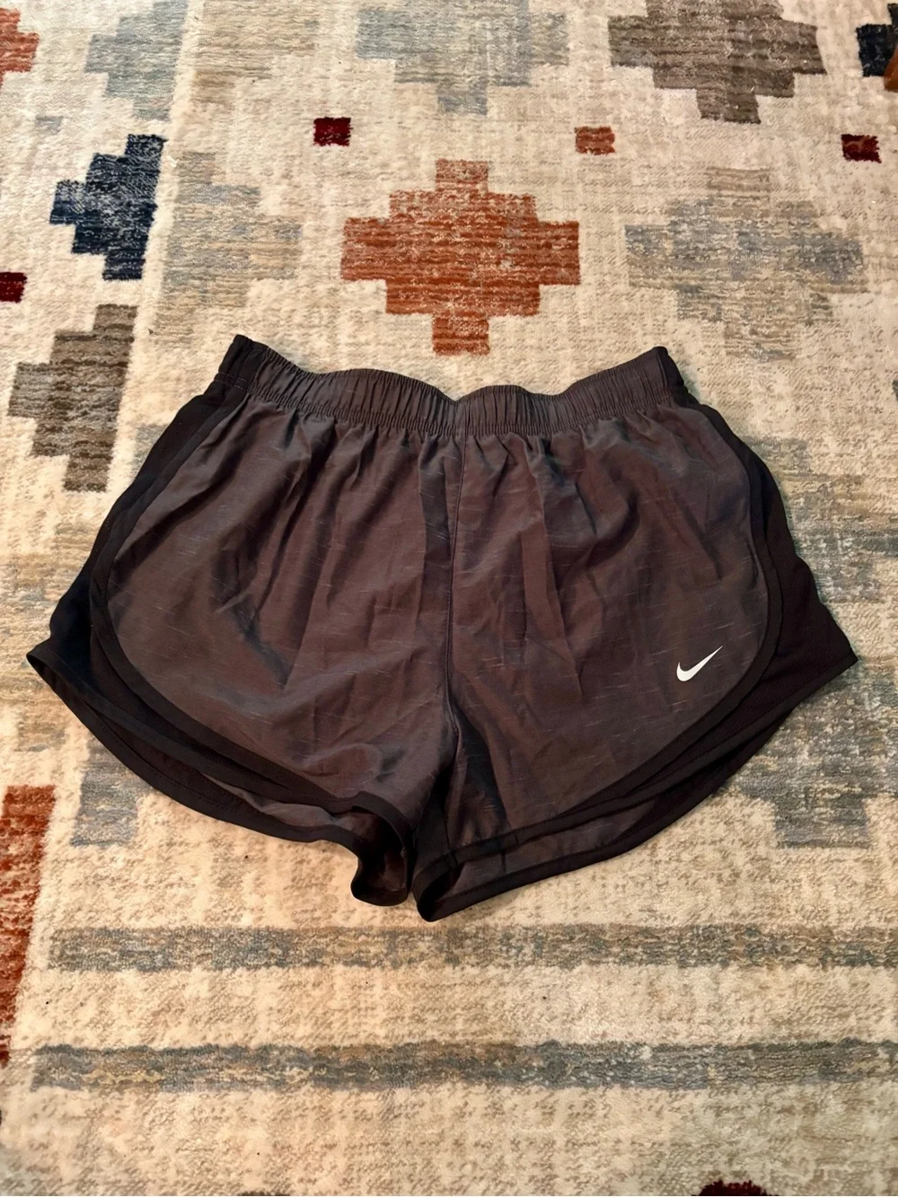 Nike Women's Black Athletic Running Shorts with White Swoosh